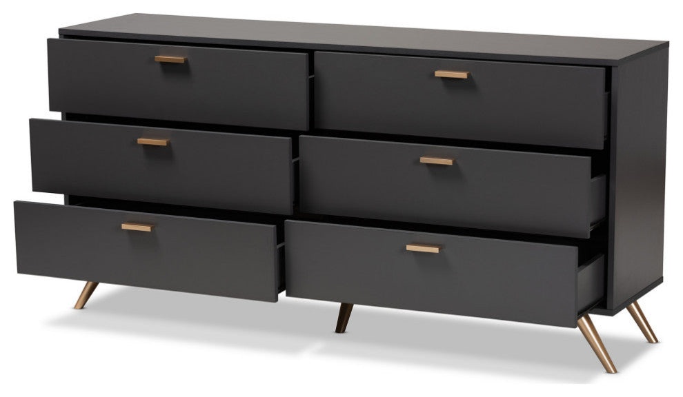 Goldsmith Modern Contemporary Dark Gray/Gold Dresser