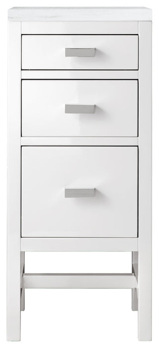 Addison 15"  Base Cabinet, Glossy White, 3CM Arctic Fall Solid Surface Top