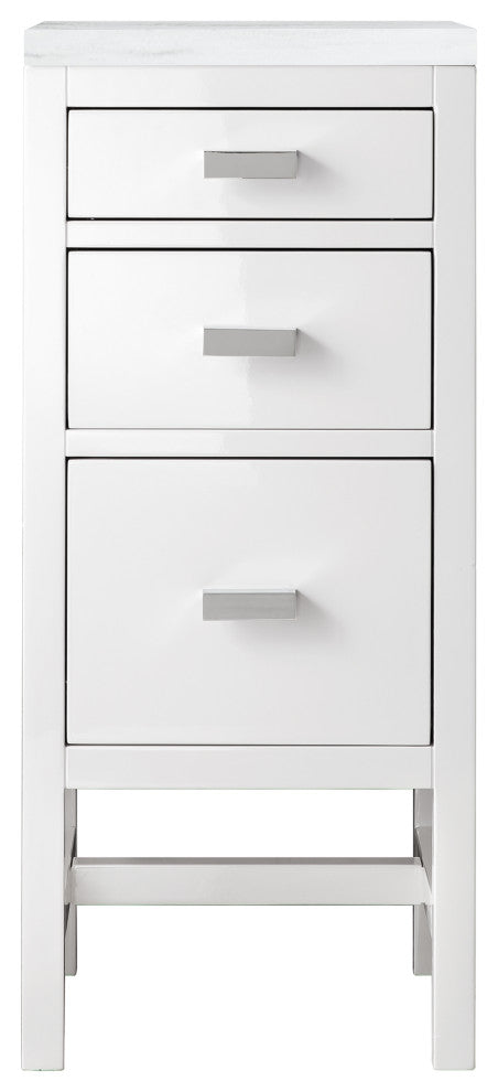 Addison 15"  Base Cabinet, Glossy White, 3CM Arctic Fall Solid Surface Top
