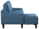 Lester Sofa With Chaise and Twin Sleeper, Blue fabric With Black legs