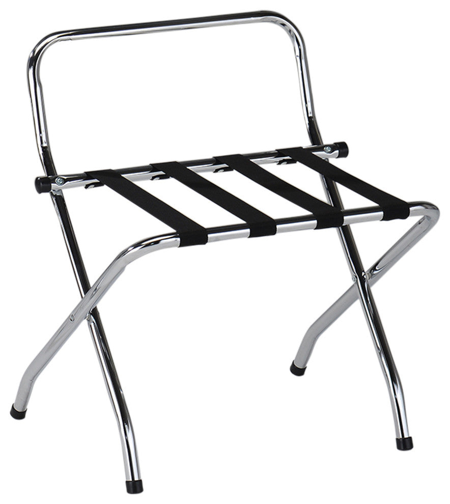 Bess Metal Folding Luggage Rack, Chrome and Black