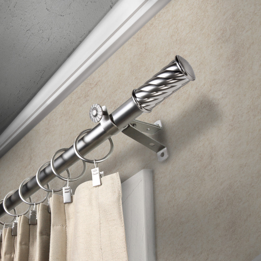 Grip Curtain Rod, Satin Nickel, 18-28"