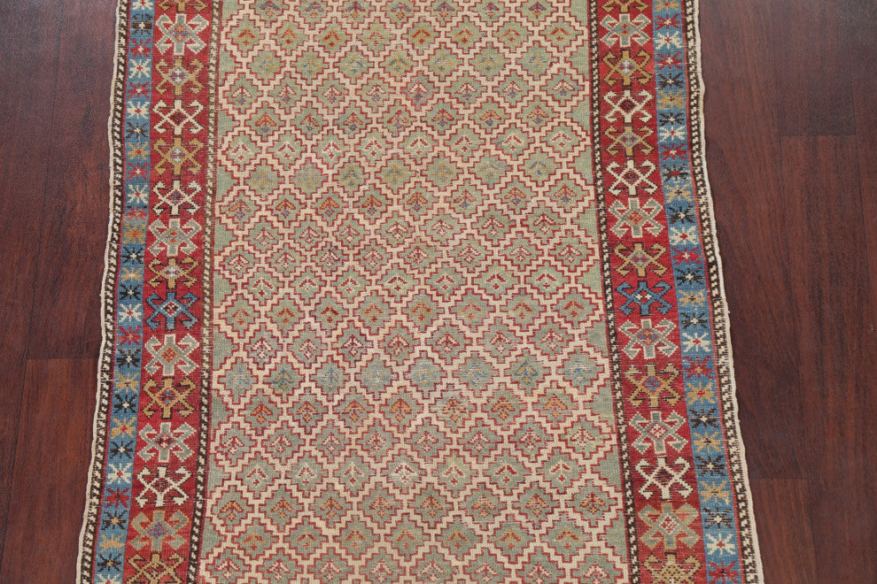 Consigned, Antique Handmade Southwestern Traditional Area Rug, Green, 3x5