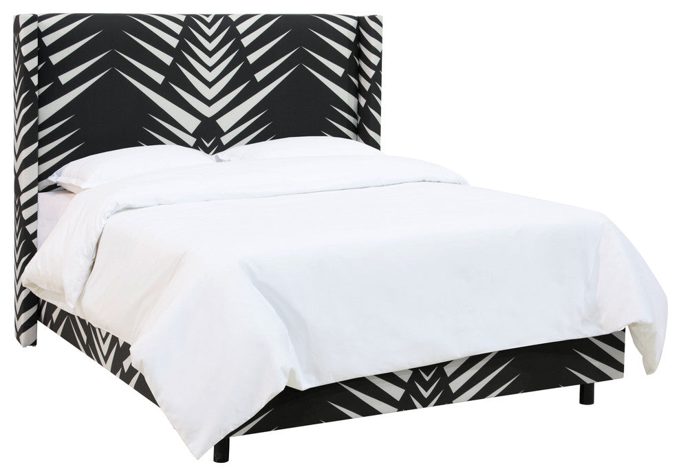 Remington Wingback Bed, Geo Skin Black White, Full