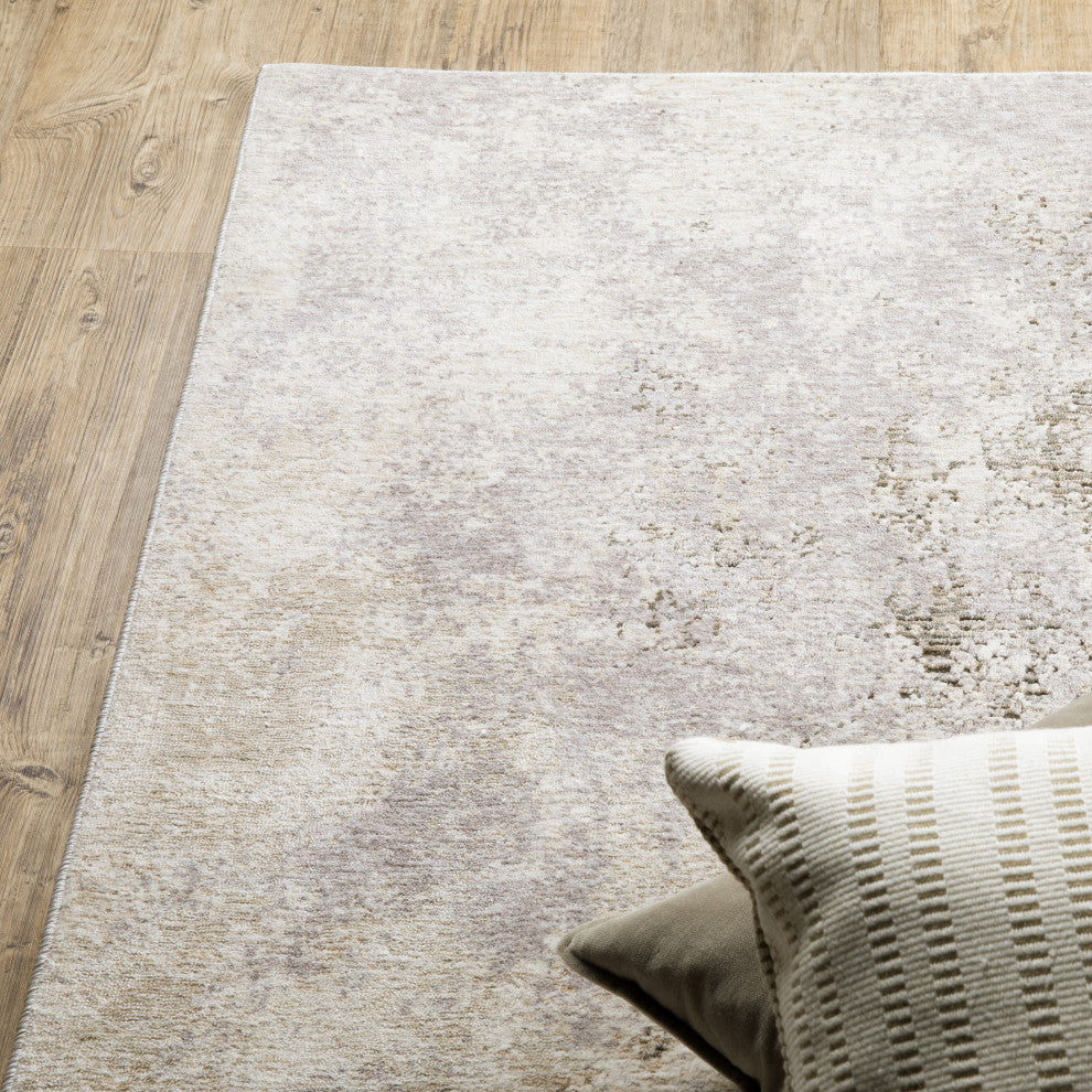 Noble Muted Abstract Ivory/ Beige Indoor Area Rug, Ivory, 2'3"x7'6"