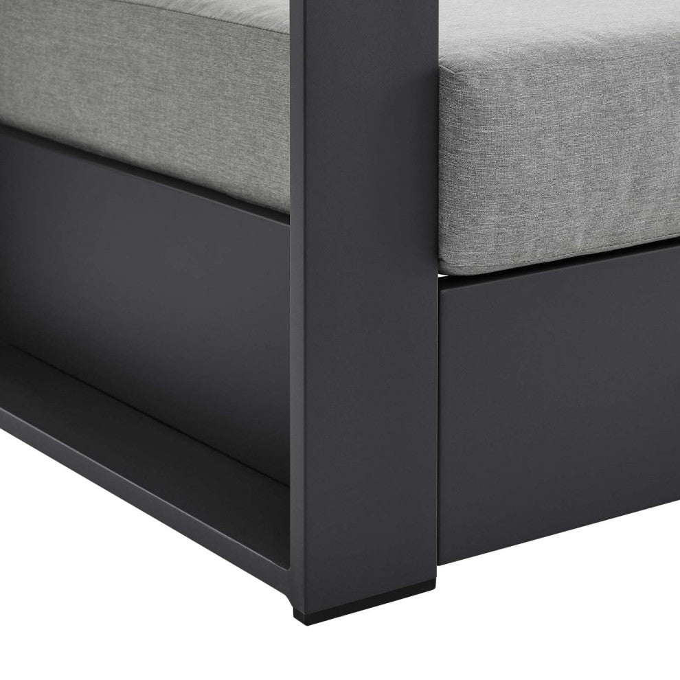 Lounge Chair Armchair, Gray, Aluminum, Modern, Outdoor Patio Hospitality