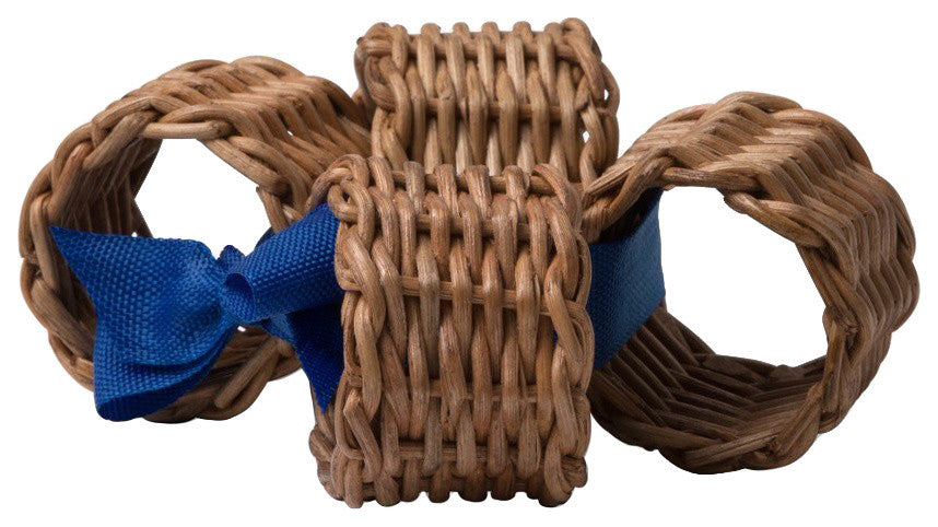 Hampton, Honey Rattan Napkin Rings, Set of 4