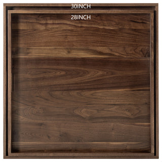 Square Black Walnut Solid Wood Tray Ottoman Tray, 30"