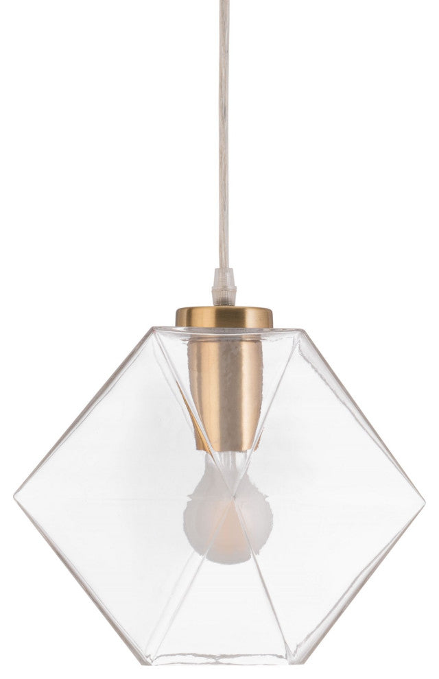 Pendant Ceiling Light Fixture, Glass, Steel Metal, Gold, Clear, Lounge Cafe