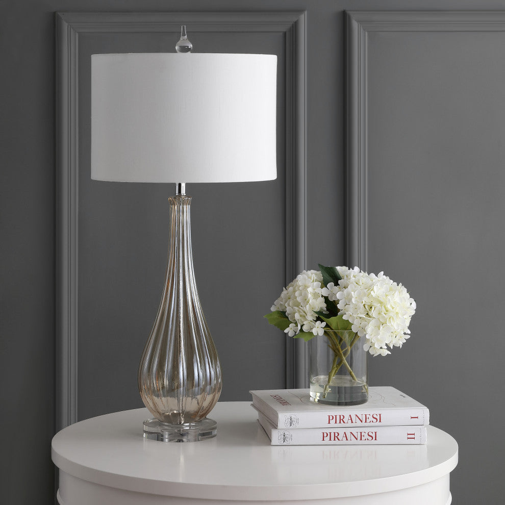 Dew Drop 32.75" Glass, Crystal LED Table Lamp, Champagne