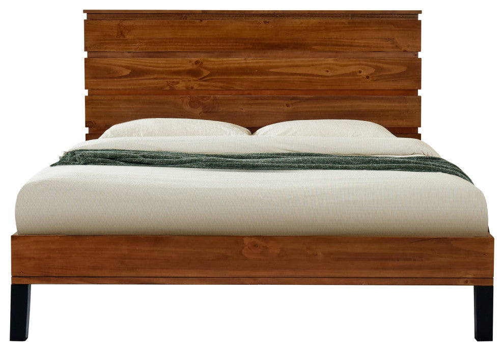 Gewnee Modern Solid Wood Bed Frame Queen Size Platform Bed