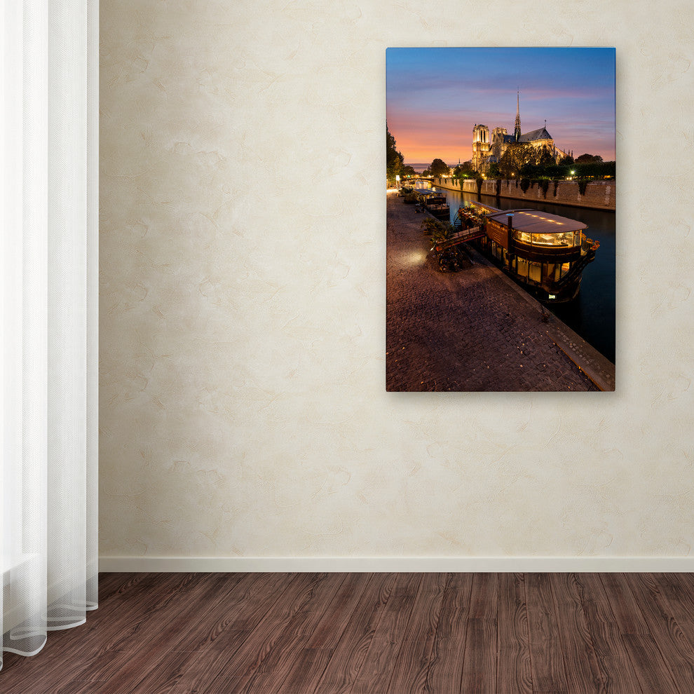 Mathieu Rivrin ''Sunset in Notre Dame de Paris'' Canvas Art, 12x19