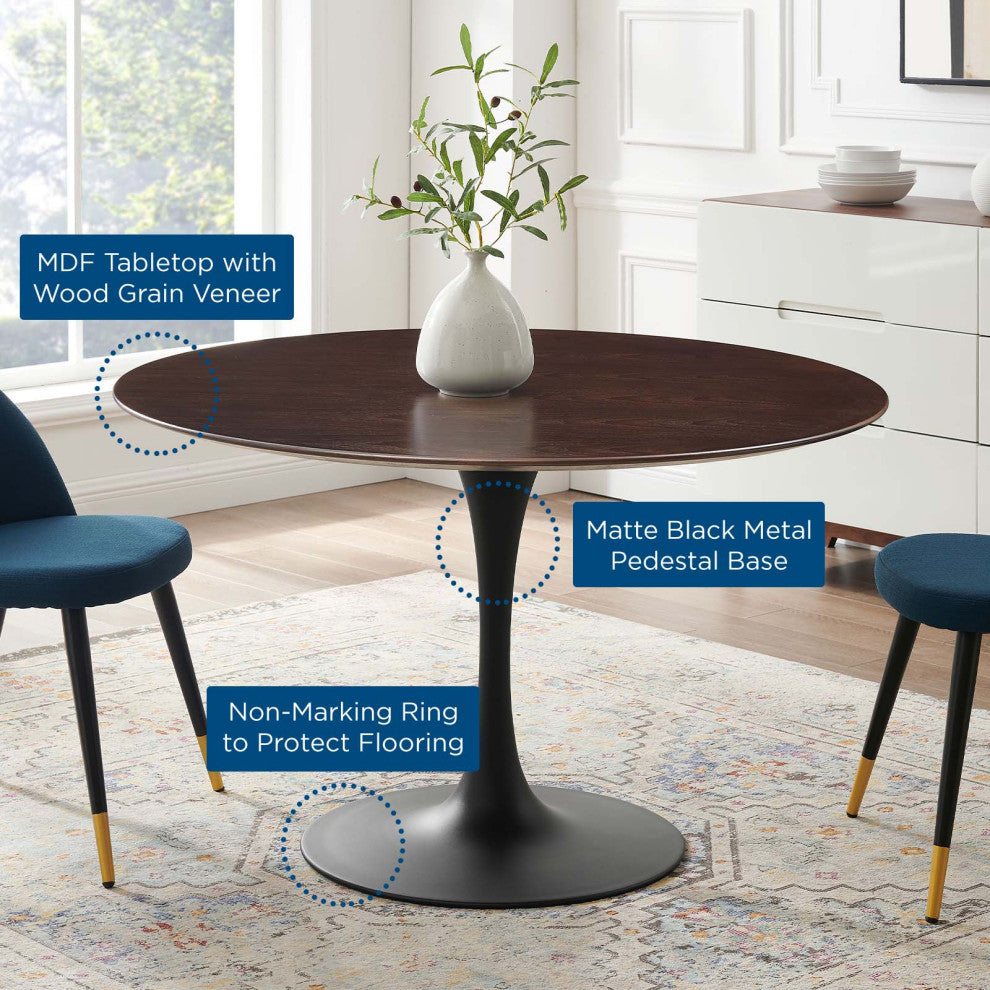 Lippa 47" Wood Dining Table, Black Cherry Walnut