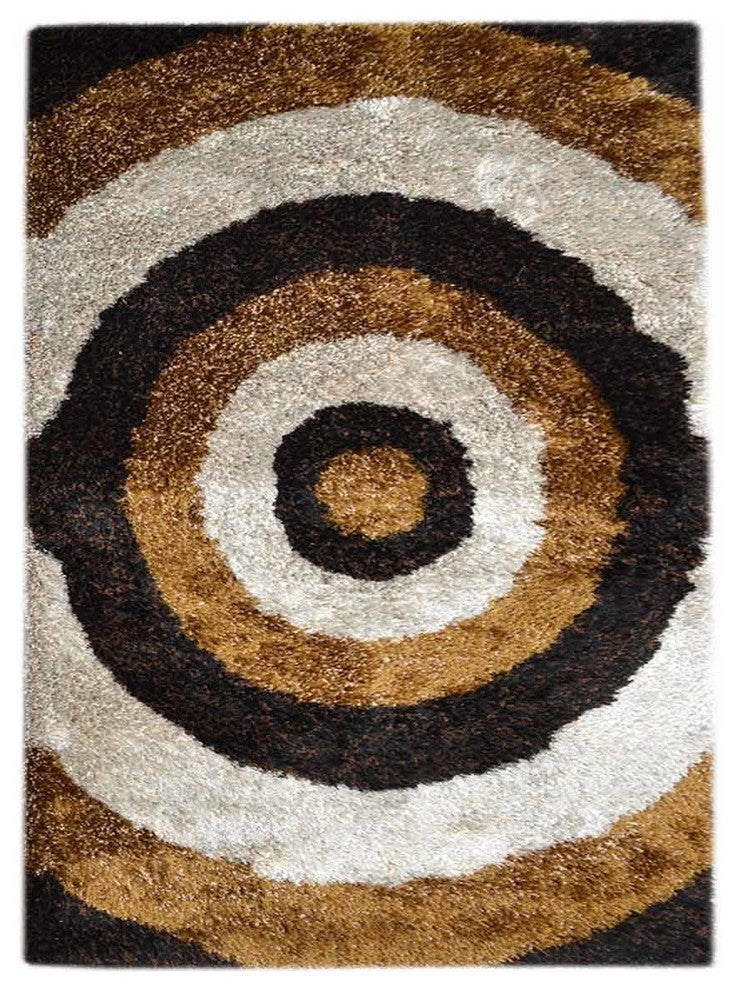 Shaggy Modern Contemporary Hand-Tufted Indian Oriental Area Rug, Brown, 6x9'