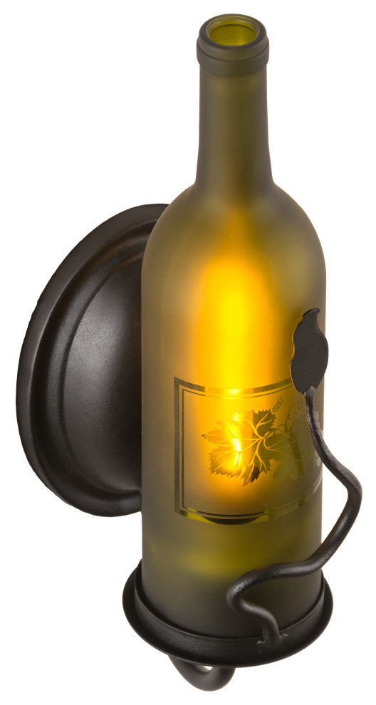 4W Tuscan Vineyard Etched Grapes Wine Bottle Wall Sconce