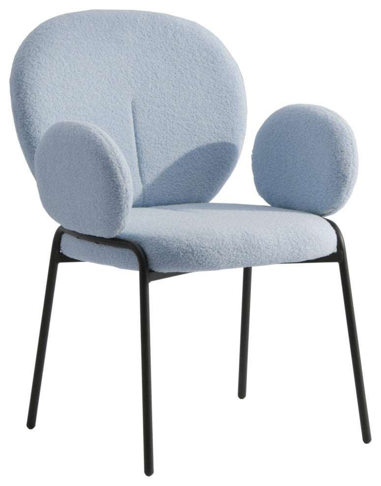 Celestial Boucle Dining Chairs Modern Upholstered with Iron Legs, Blue