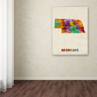 'Nebraska Map' Canvas Art by Michael Tompsett