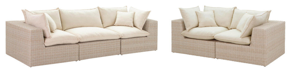 Cali Natural Wicker Outdoor Living Room Set