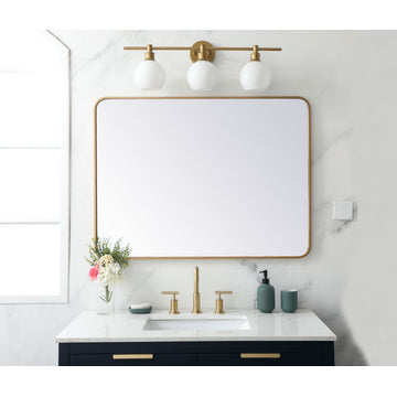 Elegant MR803040BR Soft Corner Metal Rectangular Mirror 30X40", Brass