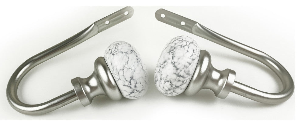Creola Curtain Holdback, Pair, Satin Nickel