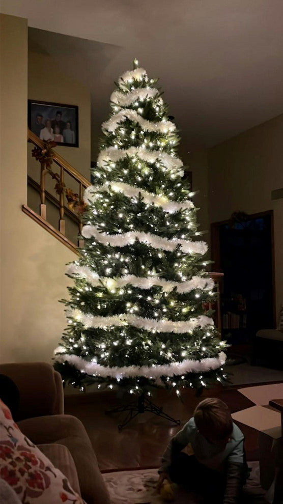 12' Soft and Silky Silver With Iridescent Spiral Christmas Tinsel Garland Unlit