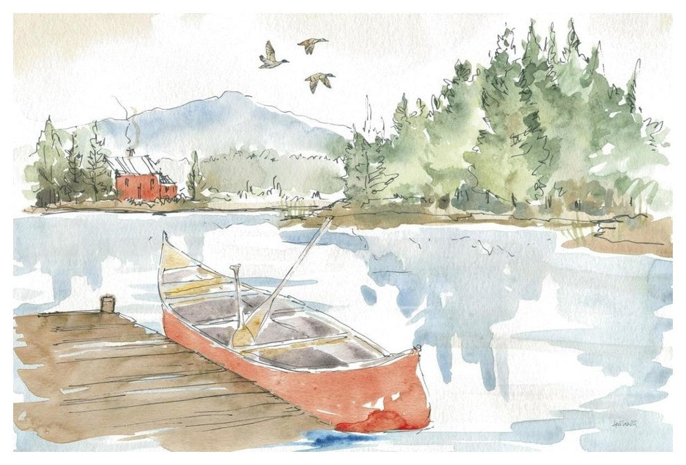 "Lakehouse I Red" Digital Paper Print by Anne Tavoletti, 50"x34"