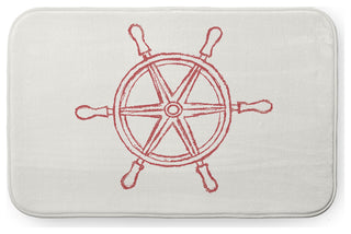 34" x 21" Large Ship Wheel Bathmat, Ligonberry Red