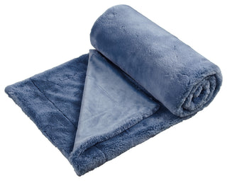 Fox Faux Fur Throw Blanket, Dark Blue, 60''x80''