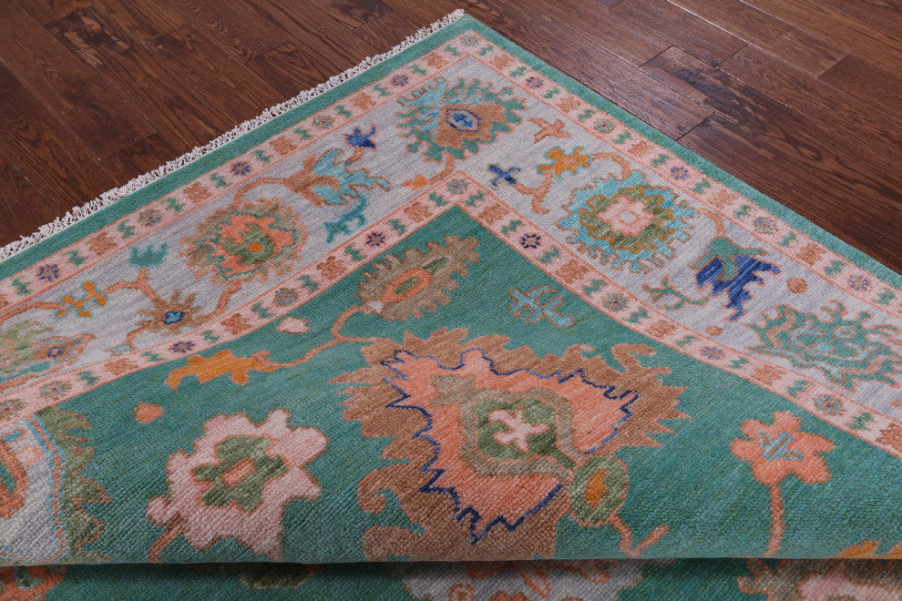 8' 1" X 10' 0" Hand Knotted Turkish Oushak Wool Rug - Q13613