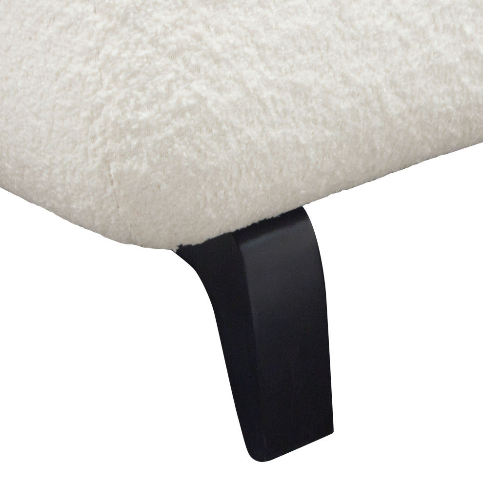 Vesper Armless Chair, Faux White Shearling With Black, Wood Leg Base