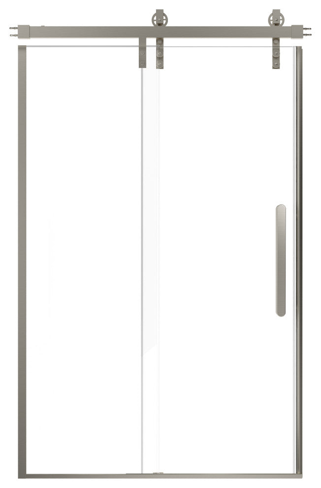 47-in to 48-in x 76-in Frameless Sliding Shower Door, Brushed Nickel