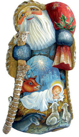 Peaceful Devotional Santa, Woodcarved Figurine