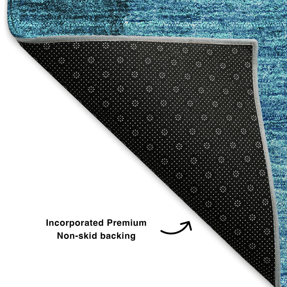 Premium Machine Washable Mayfield AMF625 Teal 2'3" x 7'6" Runner Rug