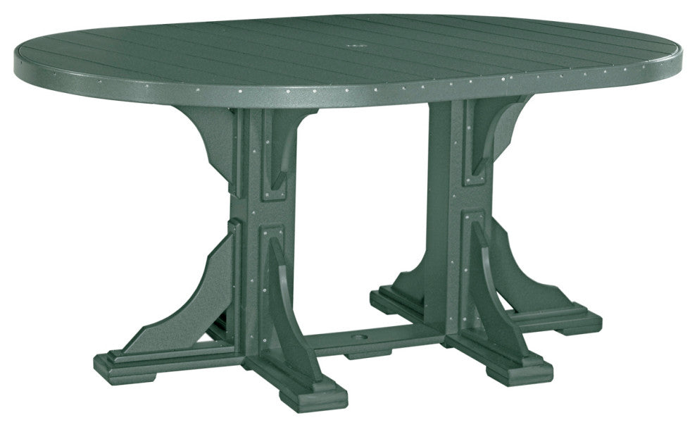 Poly Round Table, Green, 4' X 6', Counter Height