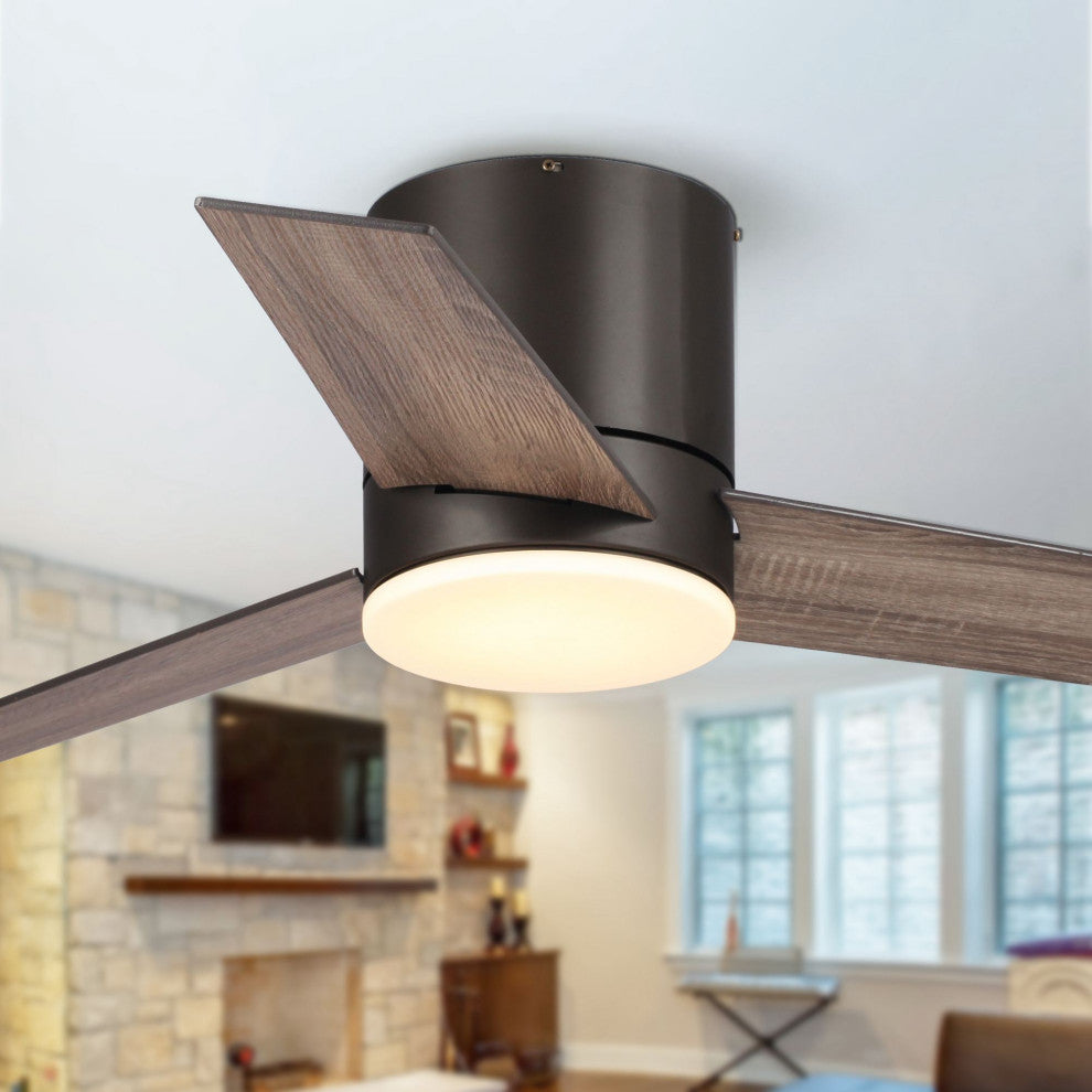 48-in Bronze Flushed Mounted Dimmable LED Ceiling Fan with 3 Blades