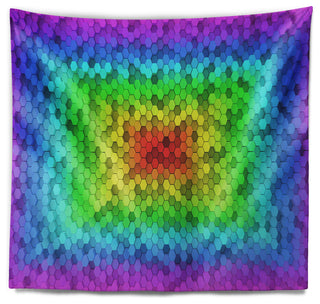 Random Elevated Hexagon Columns Abstract Wall Tapestry, 80"x68"