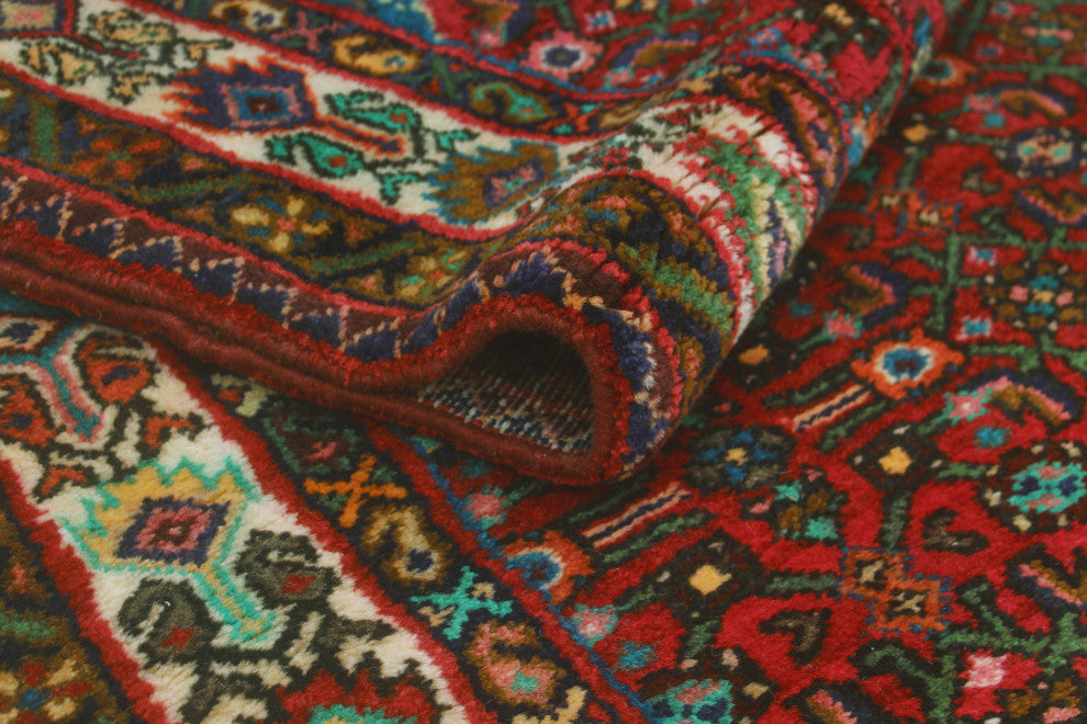 Fine Vintage Distressed Zahara Red/Ivory Runner, 3'5 x 10'3