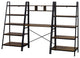 Modern 3-Piece Industrial Metal and Wood Desk and Bookshelf Set "“ Dark Walnut