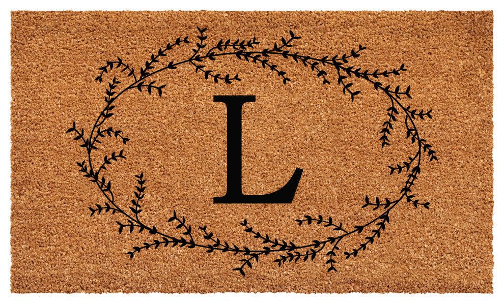 Calloway Mills Rustic Leaf Vine Monogrammed Doormat, 36"x72", Letter L