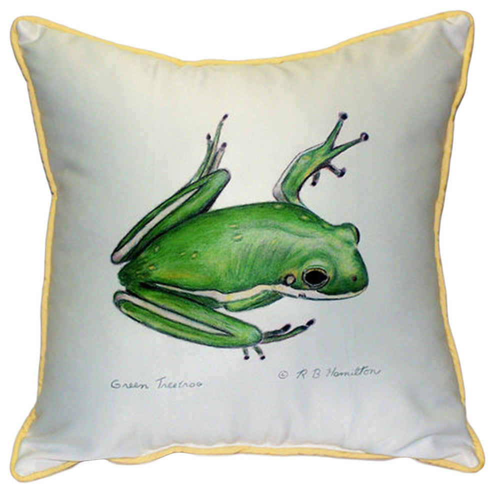 Betsy Drake Green Tree Frog Extra Large 22 X 22 Indoor / Outdoor Pillow