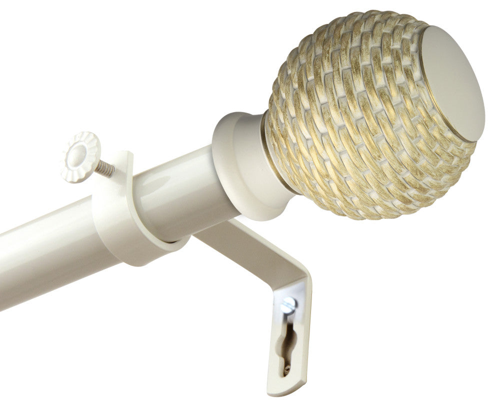 Wicker 1" Curtain Rod, White, 48-84"