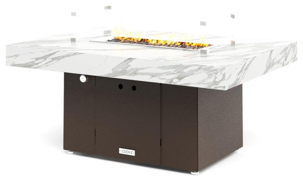 FirePit Table, 48"x34"x21", Natural Gas, Laminam Calcatta San Nicola, Bronze