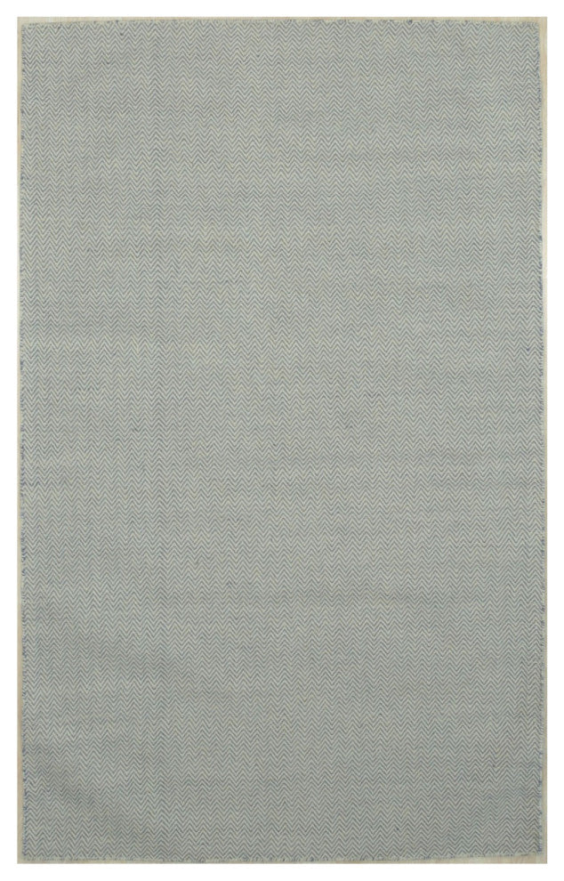 Hand-Tufted Wool Ivory Transitional Chevron Chevron Rug, 7'9x9'9