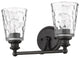 Bronze Metal and Pebbled Glass Two Light Wall Light