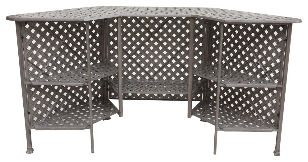 Stinson Aged Bronze Aluminum Party Bar Table, Heritage Grey