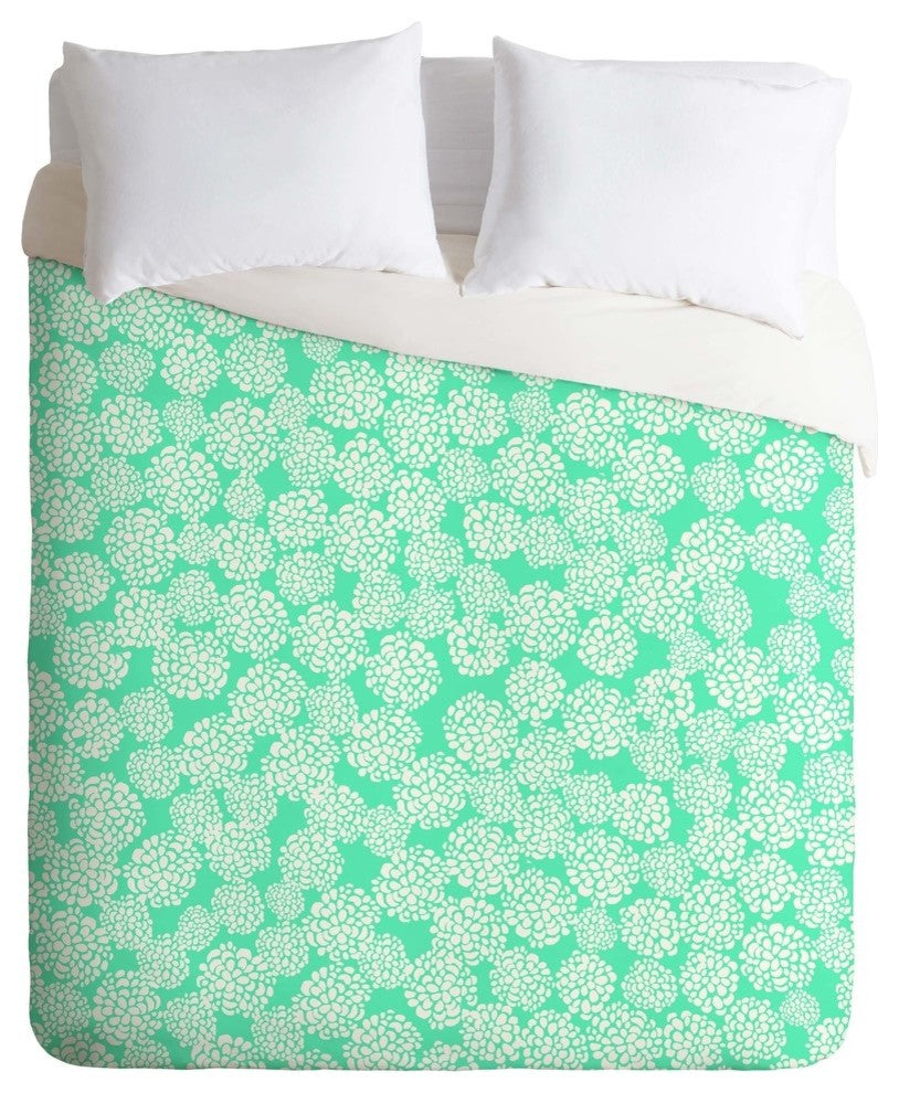 Deny Designs Joy Laforme Dahlias Seafoam Duvet Cover - Lightweight