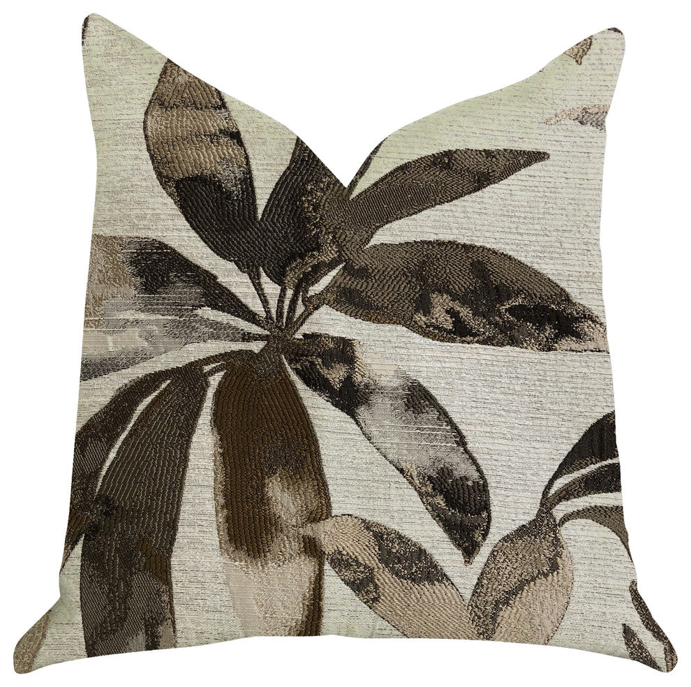 Santorini Cove Beige and Brown Tones Luxury Throw Pillow, 20"x30" Queen