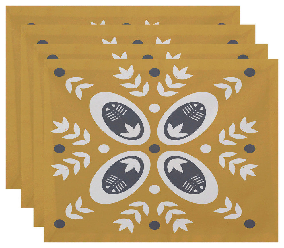 Decorative Holiday Placemat, Set of 4 Geometric, Gold