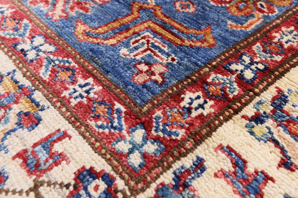 3' 4" X 5' 0" Handmade Super Kazak Wool Rug - Q12947