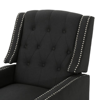 GDF Studio Ingrid Tufted Back Fabric Recliner Chair, Dark Charcoal